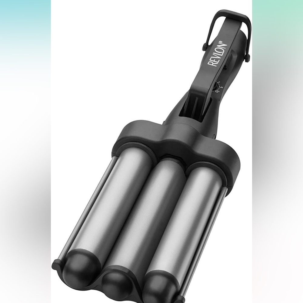REVLON 3 Barrel Jumbo Hair Waver | Long-Lasting, Natural Looking Waves, (Grey)